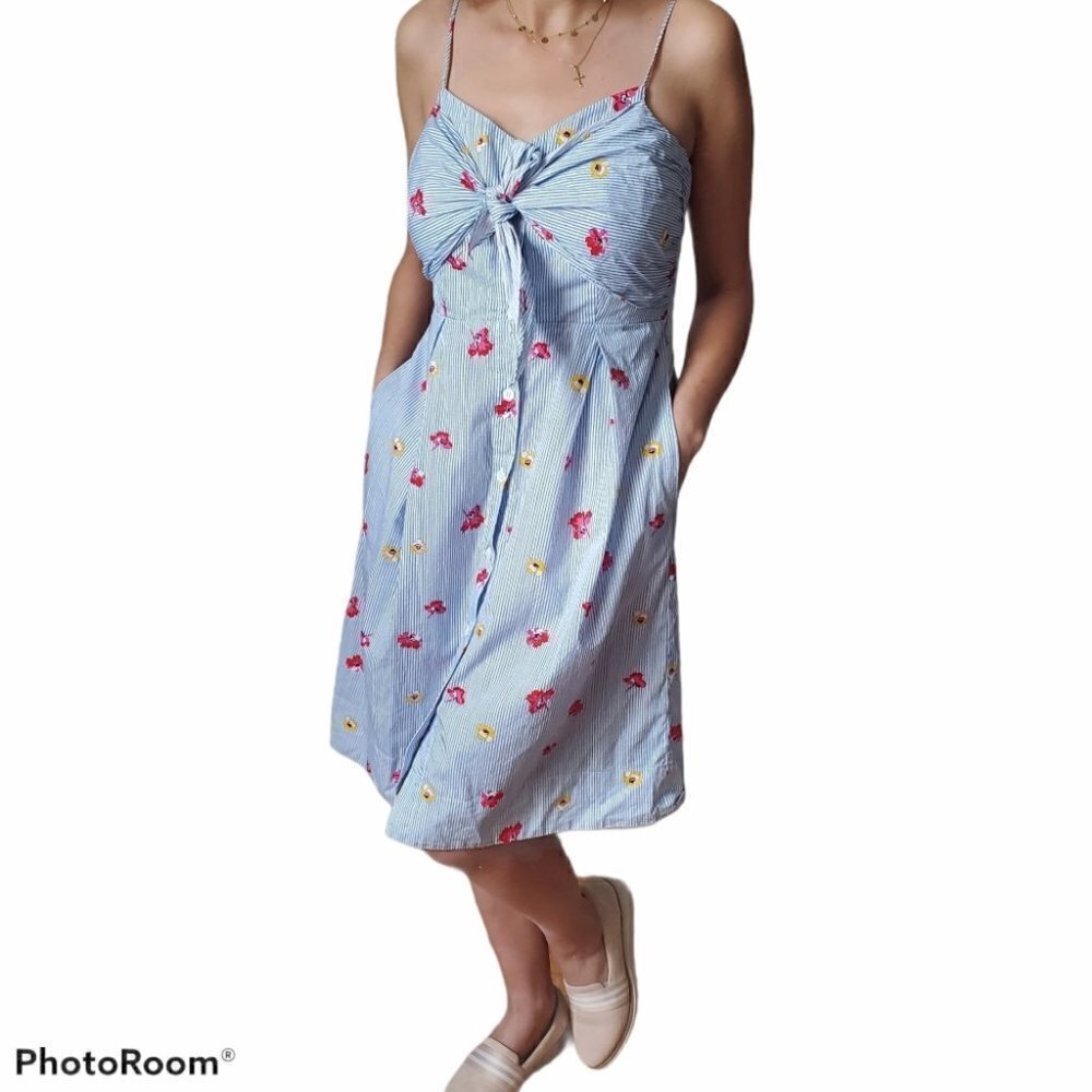 RW&CO Summer Striped Floral Midi Dress